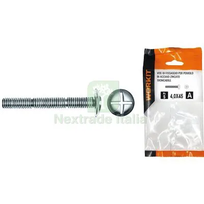 5CF Vite di Fissaggio x Pomolo Self Workit Acciaio Zincato Troncabile MM 4X45 CF=PZ 5 — Maniglie e pomelli — rif. FERX.VIR9001210