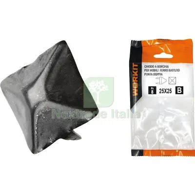 2CF Chiodo a Borchia Punta Doppia Self Workit x Mobili Ferro Battuto MM 15X15 CF=PZ 6 — Chiodi e graffe — rif. FERX.VIR9002102