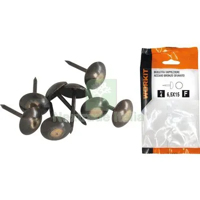 5CF Bulletta Tappezziere Self Workit Acciaio Bronzo Sfumato MM 9,0X15 CF=PZ 12 — Chiodi e graffe — rif. FERX.VIR9002111 5CF Bulletta Tappezziere Self Workit Acciaio Bronzo Sfumato MM 9,0X15 CF=PZ 12 — Chiodi e graffe — rif. FERX.VIR9002111