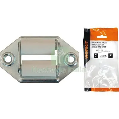 5CF Guidacinghia a Rulli Fori Orizzontali Self Workit Zincato Rulli Nylon MM 60X35 CF=PZ 2 — Ferramenta per legno e mobili — rif. FERX.VIR9002151 5CF Guidacinghia a Rulli Fori Orizzontali Self Workit Zincato Rulli Nylon MM 60X35 CF=PZ 2 — Ferramenta per legno e mobili — rif. FERX.VIR9002151