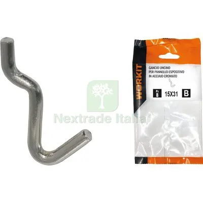 5CF Gancio Uncino Acciaio Self Workit x Pannello Espositivo Crom N° 1 MM 15X31 CF=PZ 10 — Ferramenta porte e finestre — rif. FERX.VIR9002203 5CF Gancio Uncino Acciaio Self Workit x Pannello Espositivo Crom N° 1 MM 15X31 CF=PZ 10 — Ferramenta porte e finestre — rif. FERX.VIR9002203