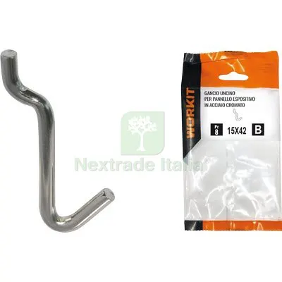 5CF Gancio Uncino Acciaio Self Workit x Pannello Espositivo Crom N° 2 MM 15X42 CF=PZ 10 — Ferramenta porte e finestre — rif. FERX.VIR9002204