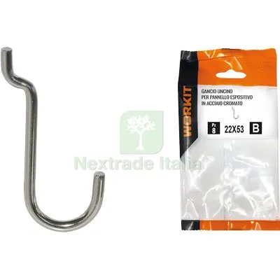 5CF Gancio Uncino Acciaio Self Workit x Pannello Espositivo Crom N° 4 MM 22X53 CF=PZ 10 — Ferramenta porte e finestre — rif. FERX.VIR9002206