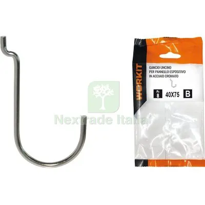 5CF Gancio Uncino Acciaio Self Workit x Pannello Espositivo Crom N° 5 MM 40X75 CF=PZ 12 — Ferramenta porte e finestre — rif. FERX.VIR9002207 5CF Gancio Uncino Acciaio Self Workit x Pannello Espositivo Crom N° 5 MM 40X75 CF=PZ 12 — Ferramenta porte e finestre — rif. FERX.VIR9002207