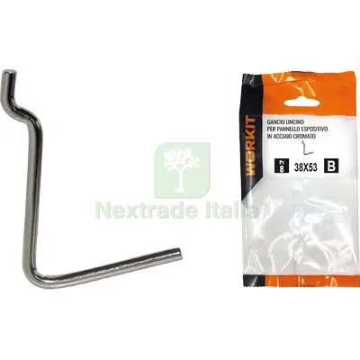 5CF Gancio Uncino Acciaio Self Workit x Pannello Espositivo Crom N° 6 MM 38X53 CF=PZ 10 — Ferramenta porte e finestre — rif. FERX.VIR9002208 5CF Gancio Uncino Acciaio Self Workit x Pannello Espositivo Crom N° 6 MM 38X53 CF=PZ 10 — Ferramenta porte e finestre — rif. FERX.VIR9002208