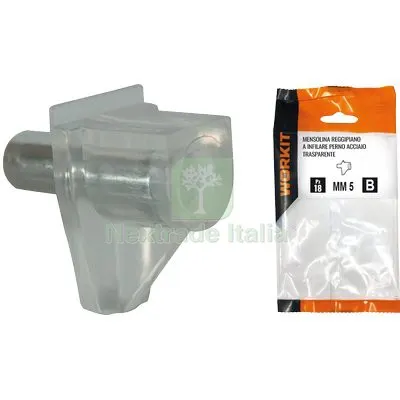 5CF Mensolina Reggipiano a Infilare Self Workit Perno ACC PVC Trasp D.MM 5 CF=PZ 18 — Ferramenta per legno e mobili — rif. FERX.VIR9002260 5CF Mensolina Reggipiano a Infilare Self Workit Perno ACC PVC Trasp D.MM 5 CF=PZ 18 — Ferramenta per legno e mobili — rif. FERX.VIR9002260