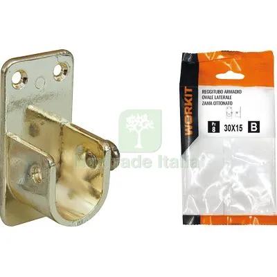 2CF Reggitubo Armadio Ovale Laterale Self Workit Zama Ottone Lucido Tubo MM 30X15 CF=PZ 2 — Arredo — rif. FERX.VIR9002283