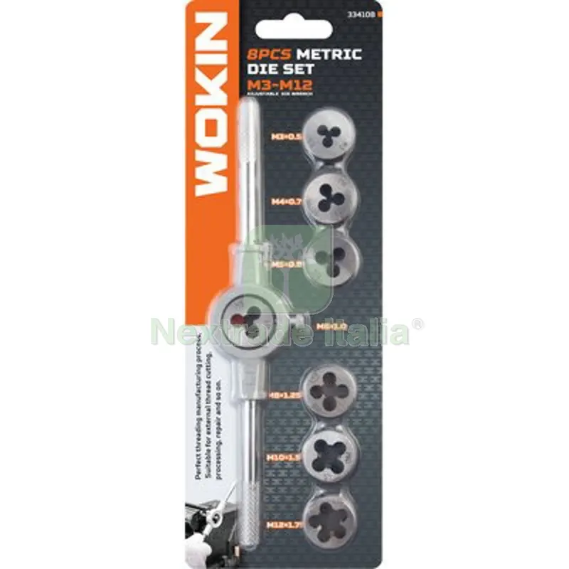 FILIERE TONDE KIT 334108 WOKIN CF=PZ 8 — Maschi e filettatura manuale — rif. FERX.VIR7007552 FILIERE TONDE KIT 334108 WOKIN CF=PZ 8 — Maschi e filettatura manuale — rif. FERX.VIR7007552
