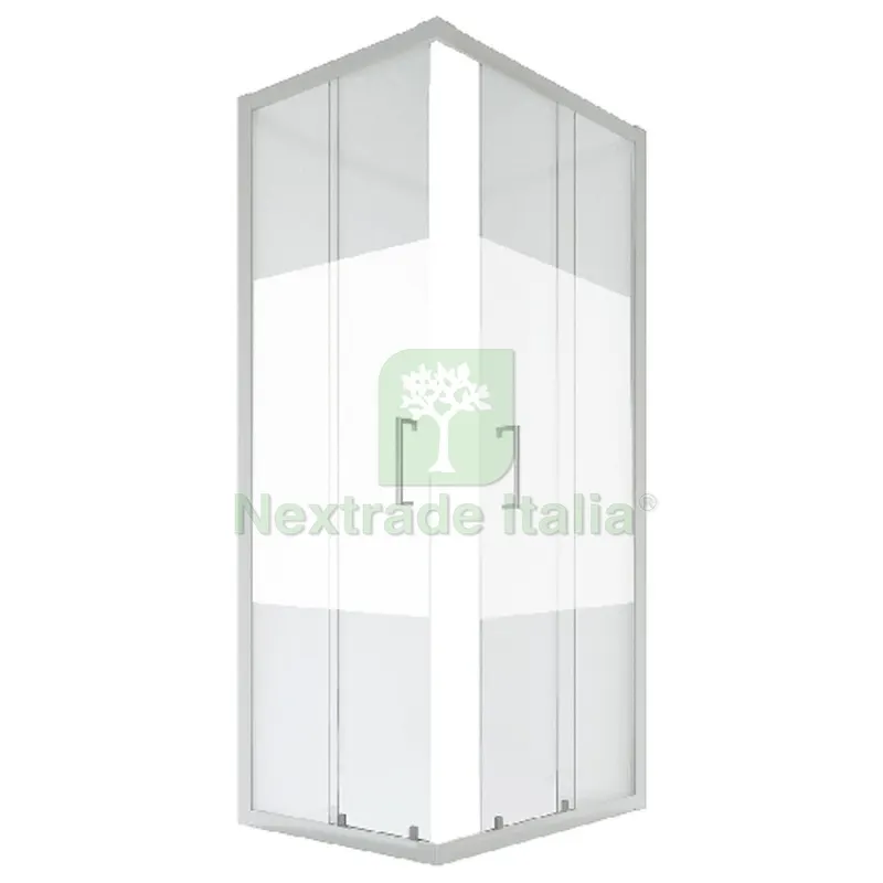 1 LATO PER DOCCIA ANGOLARE CRISTALLO SERIGRAFATO LINEA ESSENTIAL cm67,5-70 Ap.26-P.Ar.luc.V.Ser — Cristalleria e tavola — rif. FERX.DIA100-GSB1-C70