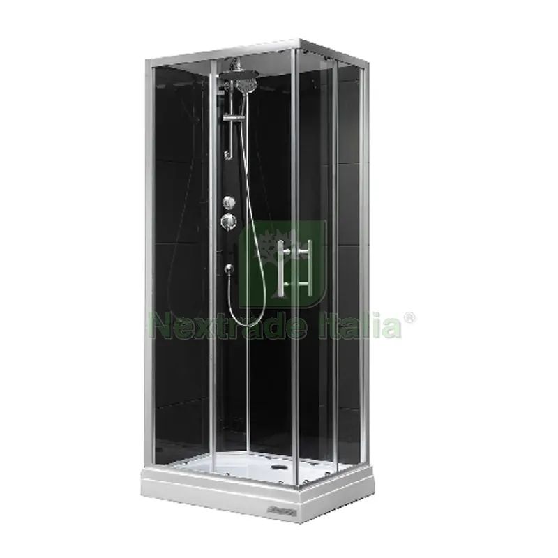 CABINA DOCCIA MODELLO KENYA APERTURA 2 ANTE SCORR. 2 FISSE cm 70x90 V.Trasp Pann. Nero — Accessori bagno — rif. FERX.DIA100-HA11-70090 CABINA DOCCIA MODELLO KENYA APERTURA 2 ANTE SCORR. 2 FISSE cm 70x90 V.Trasp Pann. Nero — Accessori bagno — rif. FERX.DIA100-HA11-70090