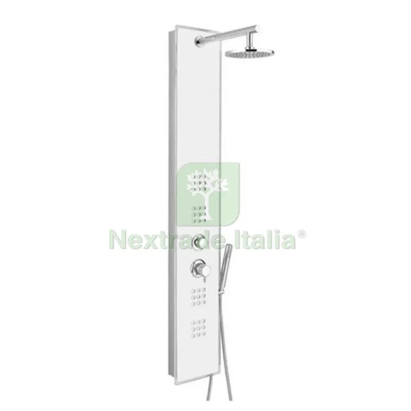 PANNELLO DOCCIA IDROTERAPICA MULTIFUNZIONE MOD. CRYSTAL Bianco — Flessibili e allacci — rif. FERX.DIA100-PCRY-BI