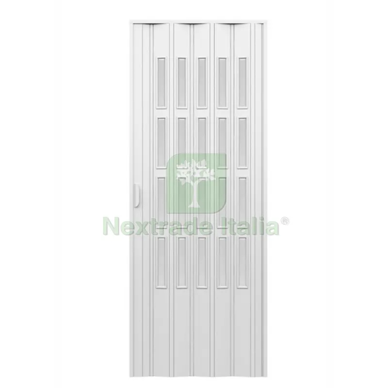 PORTA D'ARREDO PER INTERNO A SOFFIETTO CON VETRO MOLATO BIANCO cm 83 x 214 — Punte, frese e dischi — rif. FERX.DIA100-UPVMB-083