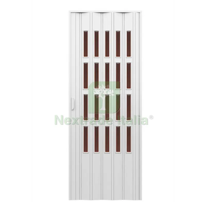 PORTA D'ARREDO PER INTERNO A SOFFIETTO CON VETRO MOLATO BRONZO cm 100 x 214 — Punte, frese e dischi — rif. FERX.DIA100-UPVMR-100