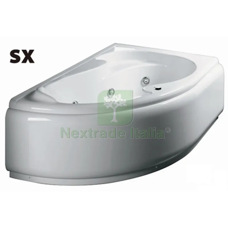 VASCA IDROMASSAGGIO ANGOLARE MOD. GRAZIA CON PANNELLO cm 150x100 Destra — Raccordi in ghisa e figure — rif. FERX.DIA101-75150-DX VASCA IDROMASSAGGIO ANGOLARE MOD. GRAZIA CON PANNELLO cm 150x100 Destra — Raccordi in ghisa e figure — rif. FERX.DIA101-75150-DX