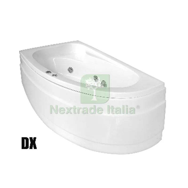 Vasca con Idromassaggio Angolare Modello Zaira con Pannello Versione dx — Flessibili e allacci — rif. FERX.DIA101-76160-DX