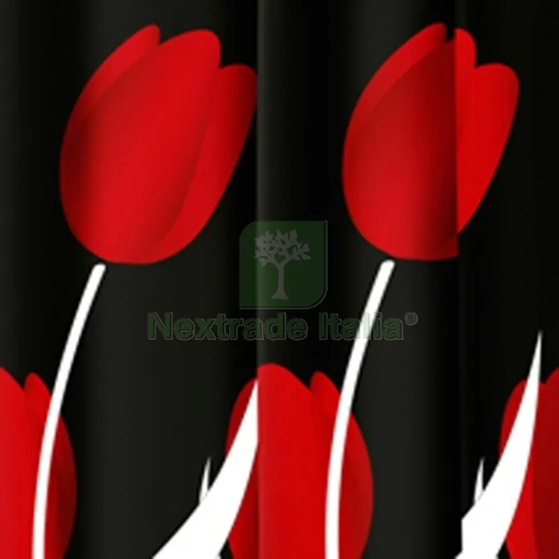 Tenda per Doccia 2 Lati in Tessuto CM. 180 x 200 Mod. Tulipano Rosso - — Accessori bagno — rif. FERX.DIA102-0527 Tenda per Doccia 2 Lati in Tessuto CM. 180 x 200 Mod. Tulipano Rosso - — Accessori bagno — rif. FERX.DIA102-0527
