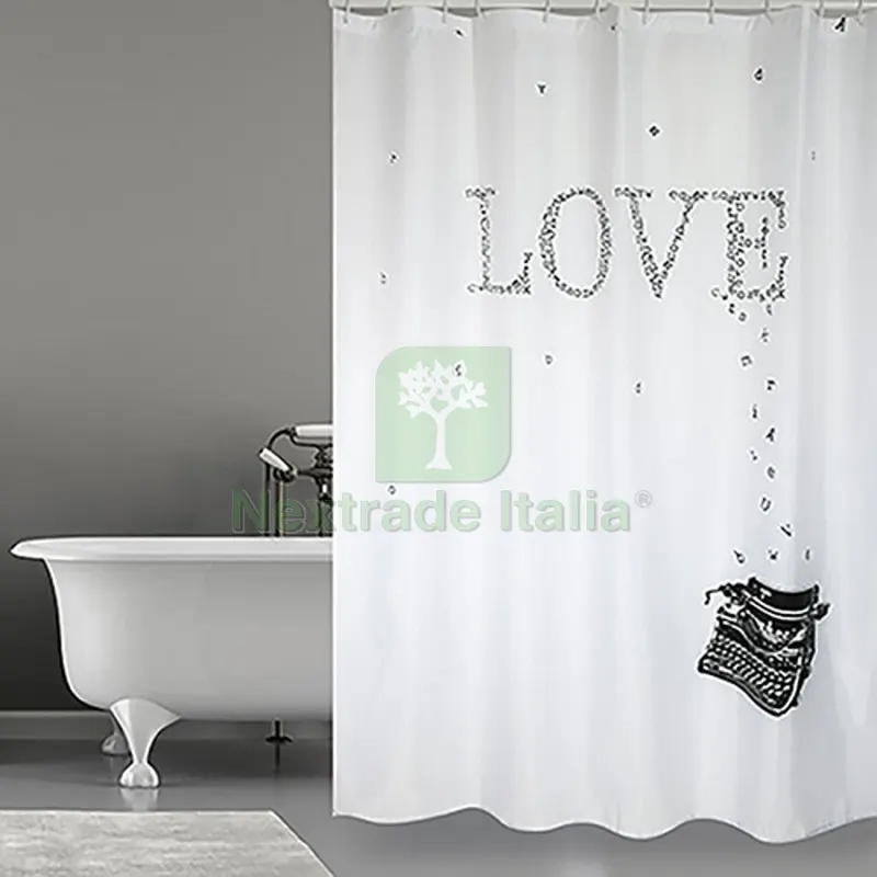 Tenda per Doccia in Tessuto Poliestere Love cm 180x200 — Accessori bagno — rif. FERX.DIA102-ST32-180 Tenda per Doccia in Tessuto Poliestere Love cm 180x200 — Accessori bagno — rif. FERX.DIA102-ST32-180