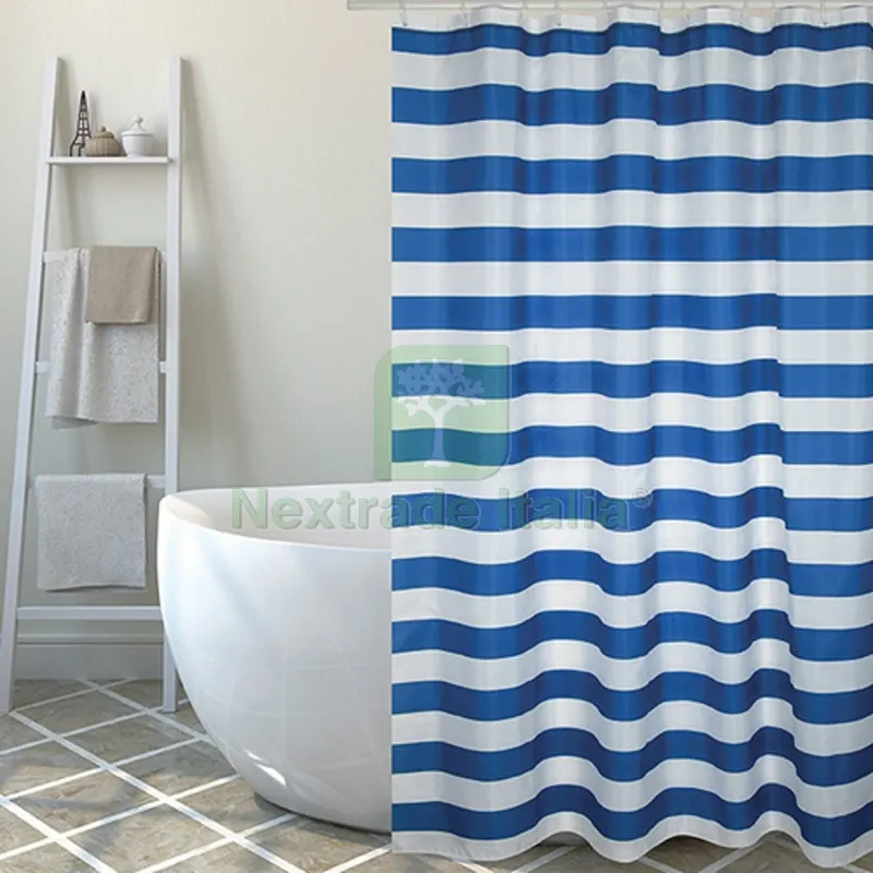 Tenda per Doccia in Tessuto Poliestere Brighton cm 180x200 — Accessori bagno — rif. FERX.DIA102-ST33-180 Tenda per Doccia in Tessuto Poliestere Brighton cm 180x200 — Accessori bagno — rif. FERX.DIA102-ST33-180