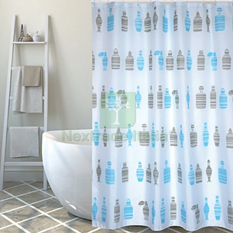 Tenda per Doccia in Tessuto Poliestere Moshi cm 180x200 Blu — Accessori bagno — rif. FERX.DIA102-ST73-180 Tenda per Doccia in Tessuto Poliestere Moshi cm 180x200 Blu — Accessori bagno — rif. FERX.DIA102-ST73-180