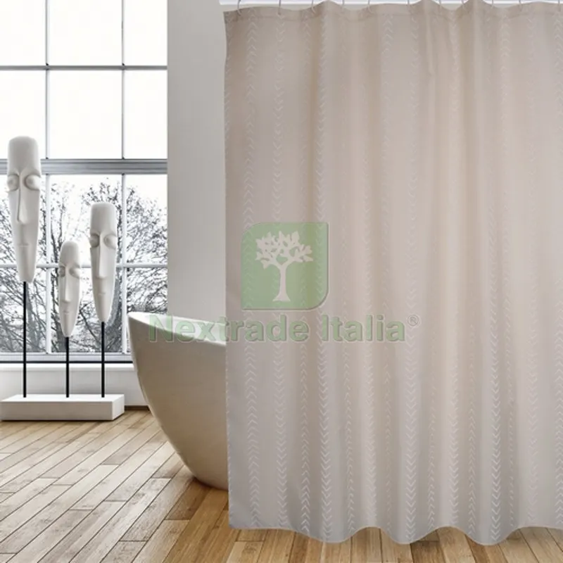 Tenda per Doccia in Tessuto Poliestere Berbera cm 180x200 Beige — Accessori bagno — rif. FERX.DIA102-ST75-180 Tenda per Doccia in Tessuto Poliestere Berbera cm 180x200 Beige — Accessori bagno — rif. FERX.DIA102-ST75-180