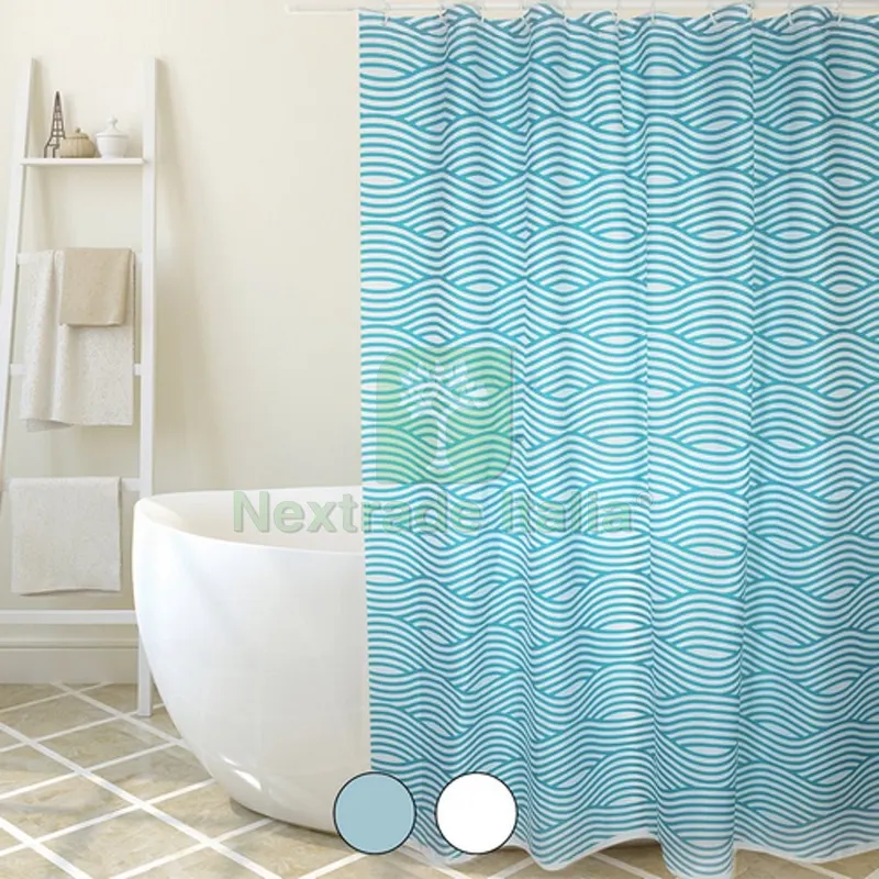 Tenda per Doccia in Tessuto Poliestere Wave cm 180x200 Turchese — Accessori bagno — rif. FERX.DIA102-ST78-180TU