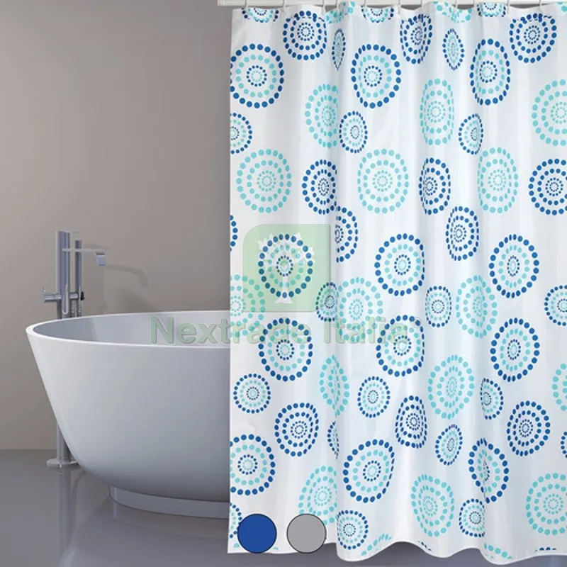 Tenda per Doccia in Tessuto Poliestere Dots cm 180x200 Grigio — Accessori bagno — rif. FERX.DIA102-ST80-180GR