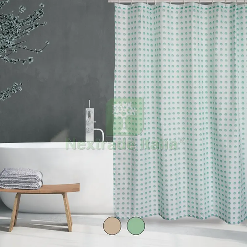 Tenda per Doccia in Tessuto Poliestere Camberra cm 180x200 Verde — Accessori bagno — rif. FERX.DIA102-ST81-180VE