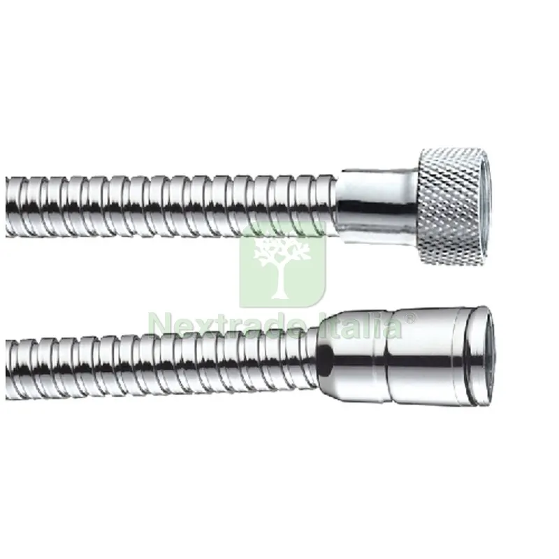 FLESSIBILE DOCCIA IN OTTONE DOPPIA AGGRAFFATURA CONO PER STOP SICUREZ cm 125 - Cromo — Rubinetti e valvole — rif. FERX.DIA109-A05045-C12