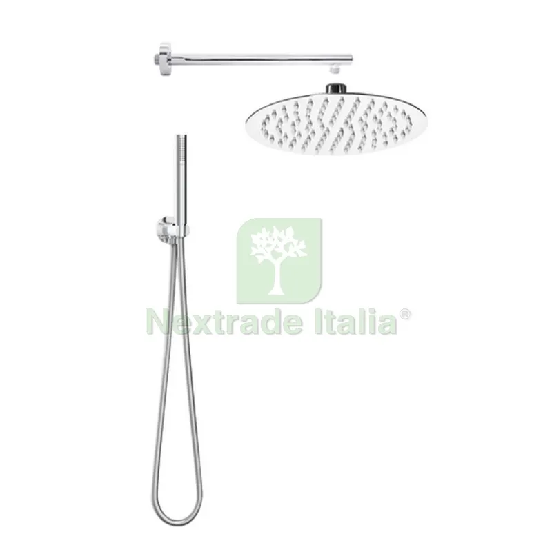 KIT SOFFIONE DOCCIA TONDO SLIM TOP LINE Cromo Lucido — Rubinetti e valvole — rif. FERX.DIA110-M2410-CR