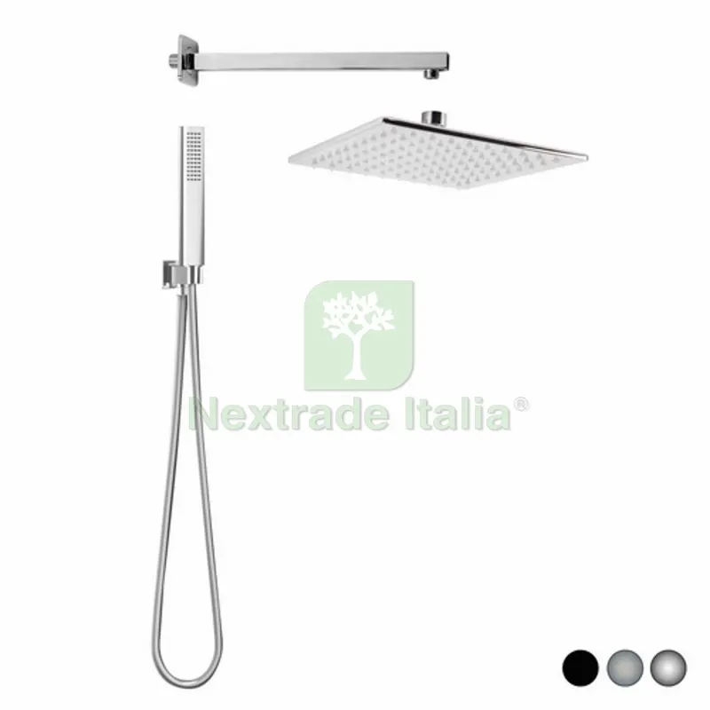 KIT SOFFIONE DOCCIA QUADRATO SEVEN Nero opaco Matt — Rubinetti e valvole — rif. FERX.DIA110-M2510-NM KIT SOFFIONE DOCCIA QUADRATO SEVEN Nero opaco Matt — Rubinetti e valvole — rif. FERX.DIA110-M2510-NM