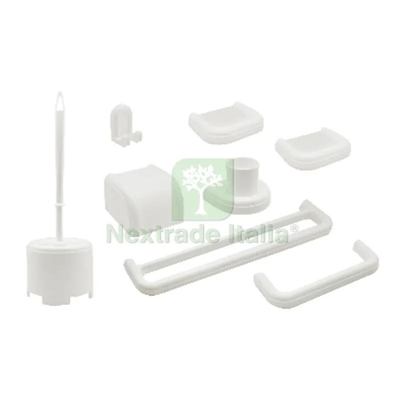 SET BAGNO 8 PEZZI SERIE IMMA MODELLO NEW Bianco — Accessori bagno — rif. FERX.DIA120-3081
