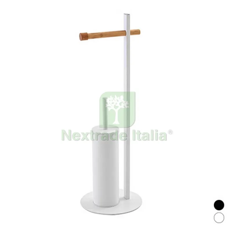 PIANTANA PORTA SCOPINO CON PORTAROTOLO IN BAMBOO Bianca portarotolo bamboo — Accessori bagno — rif. FERX.DIA121-C2190-BI PIANTANA PORTA SCOPINO CON PORTAROTOLO IN BAMBOO Bianca portarotolo bamboo — Accessori bagno — rif. FERX.DIA121-C2190-BI
