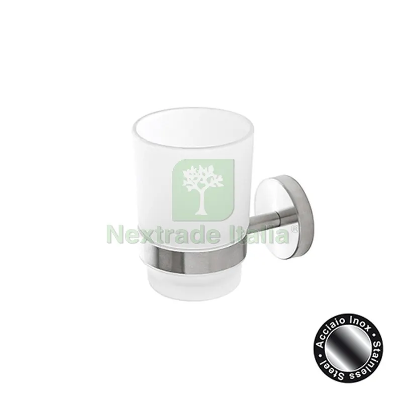 Portaspazzolino City in Acciaio Satinato Acciaio Satinato 6,3x10,6xh9,5 — Accessori bagno — rif. FERX.DIA121-KT563