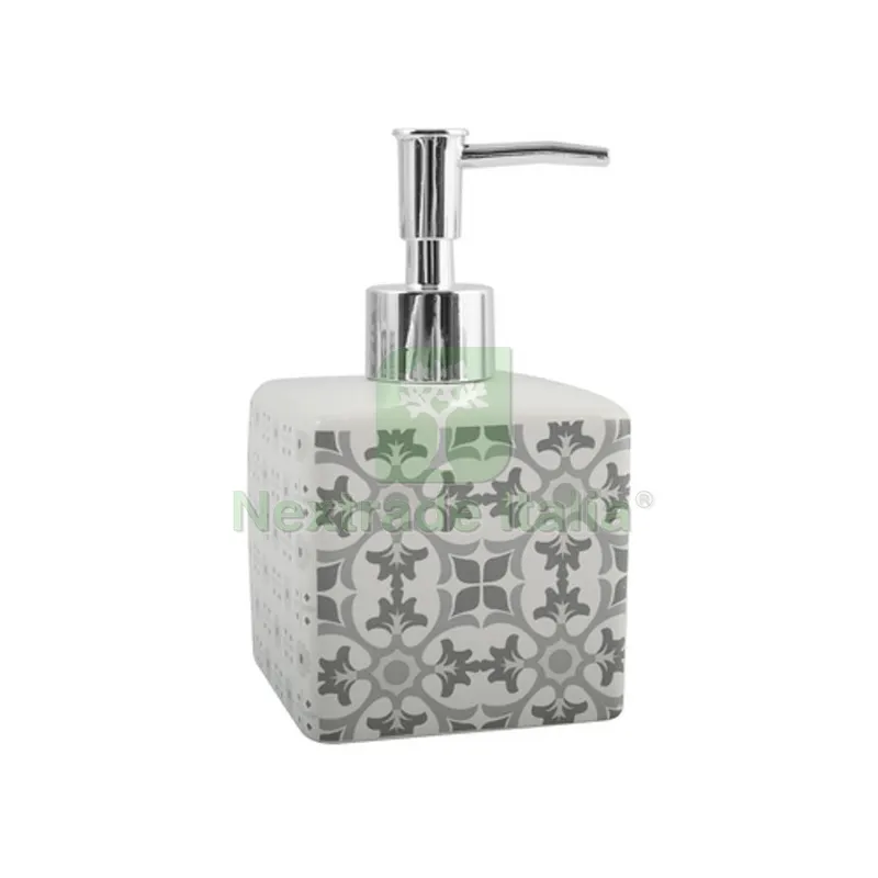 Dispenser Sapone in Ceramica Evora Bianco - Grigio — Accessori bagno — rif. FERX.DIA121-SE100-GB