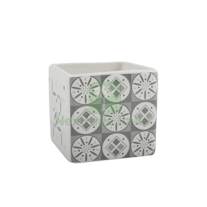 PORTA SPAZZOLINI IN CERAMICA EVORA Bianco - Grigio — Accessori bagno — rif. FERX.DIA121-SE101-GB