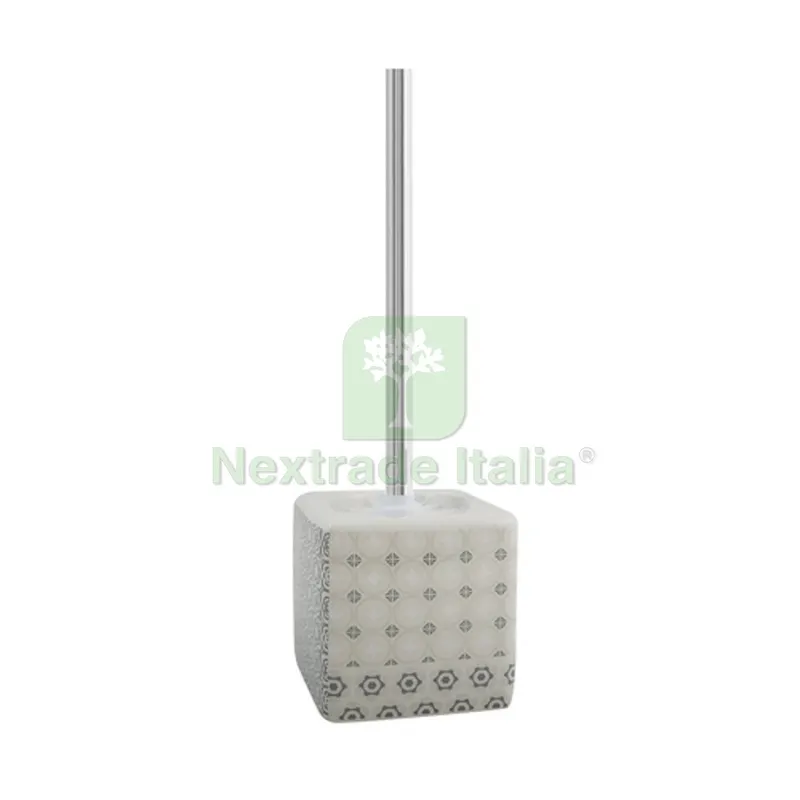 PORTA SCOPINO EVORA CON SUPPORTO IN CERAMICA Bianco - Grigio — Accessori bagno — rif. FERX.DIA121-SE103-GB