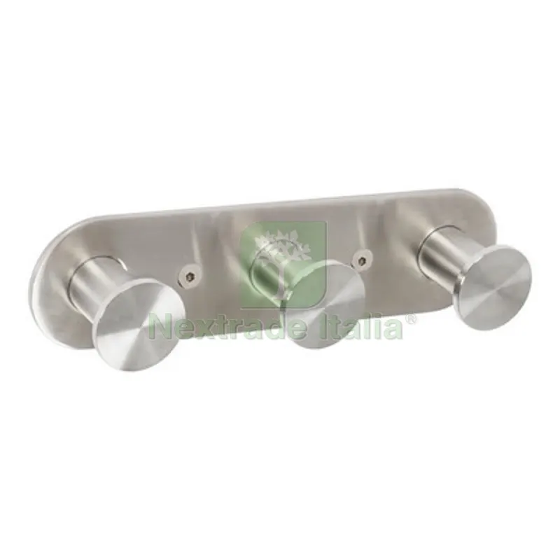 APPENDIABITO TRIPLO MOD. BLIZZ SPAZZOLATO Spazzolato cm 17,5xh.4,5x3,4 — Accessori bagno — rif. FERX.DIA122-LM21-108