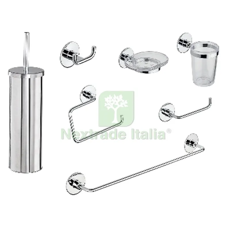 SET ACCESSORI BAGNO WIND BIADESIVO + VITE Cromo — Accessori bagno — rif. FERX.DIA122-WC67-100 SET ACCESSORI BAGNO WIND BIADESIVO + VITE Cromo — Accessori bagno — rif. FERX.DIA122-WC67-100