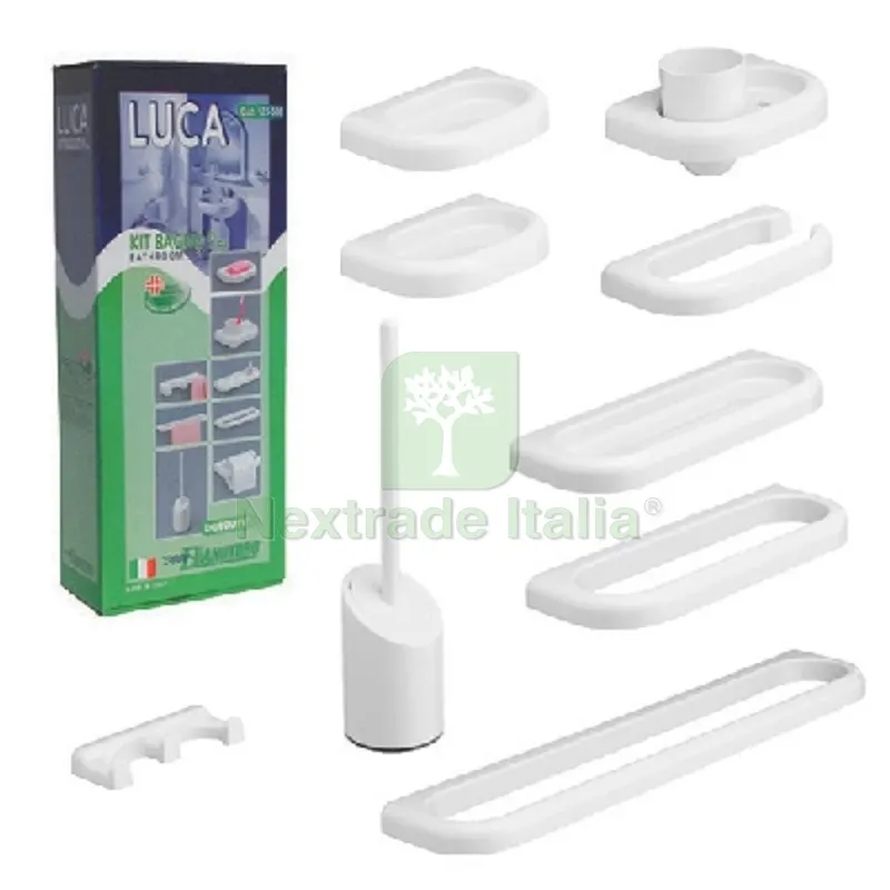 KIT ACCESSORI BAGNO SERIE LUCA MOD.NEW 9 PZ Bianco — Accessori bagno — rif. FERX.DIA123-500