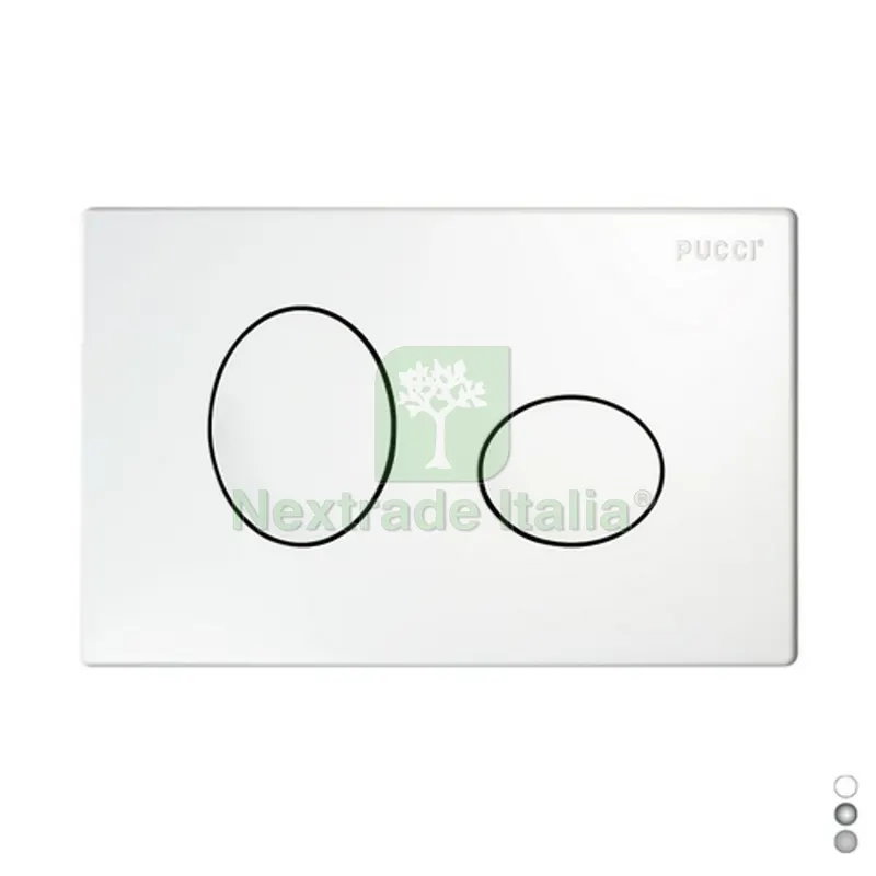 PLACCA PER CASSETTA INCASSO PUCCI ECO 2 PULSANTI ELLISSE MOD.2014 Bianca — Sanitari e ceramiche — rif. FERX.DIA132-8451E-B PLACCA PER CASSETTA INCASSO PUCCI ECO 2 PULSANTI ELLISSE MOD.2014 Bianca — Sanitari e ceramiche — rif. FERX.DIA132-8451E-B