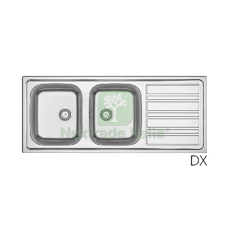 Lavello Incasso in Acciaio Inox MOD. LS06 CM 120X50 cm. 120 gocciolatoio sx — Sanitari e ceramiche — rif. FERX.DIA140-1790-SX