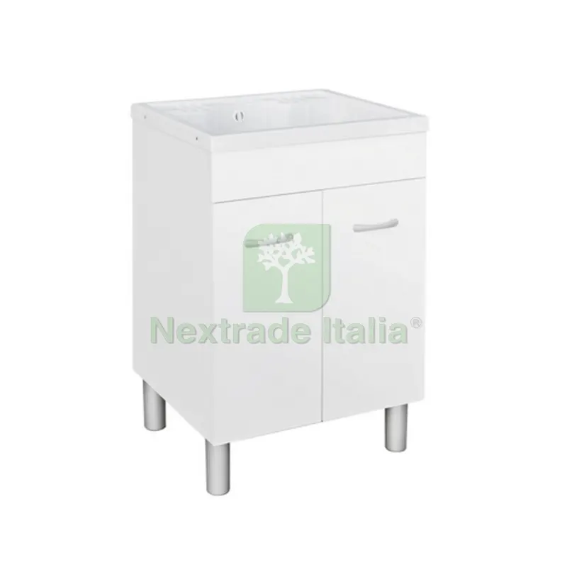 LAVATOIO IN NOBILITATO CON VASCA IN ABS cm L.60xP.60xH.90 (2 ante) — Rubinetti e valvole — rif. FERX.DIA140-2010-6060