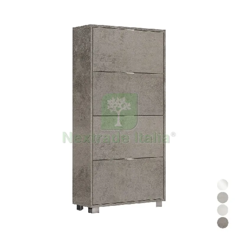 Scarpiera con 4 Ribalte in Nobilitato cm L76xH155xP30 Bianco Lucido — Arredo — rif. FERX.DIA140-G311-BL