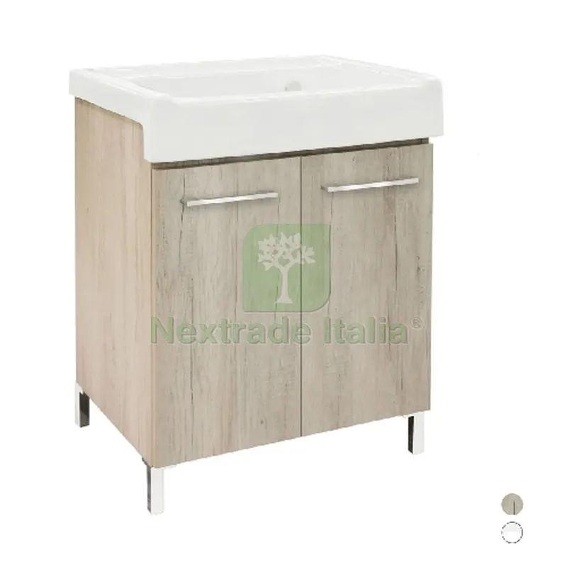 MOBILE LAVATOIO CON LAVABO IN CERAMICA 2 ANTE Cemento - LxP 75x50 cm — Cemento, malte e collanti edili — rif. FERX.DIA140-XMN02-CE7550