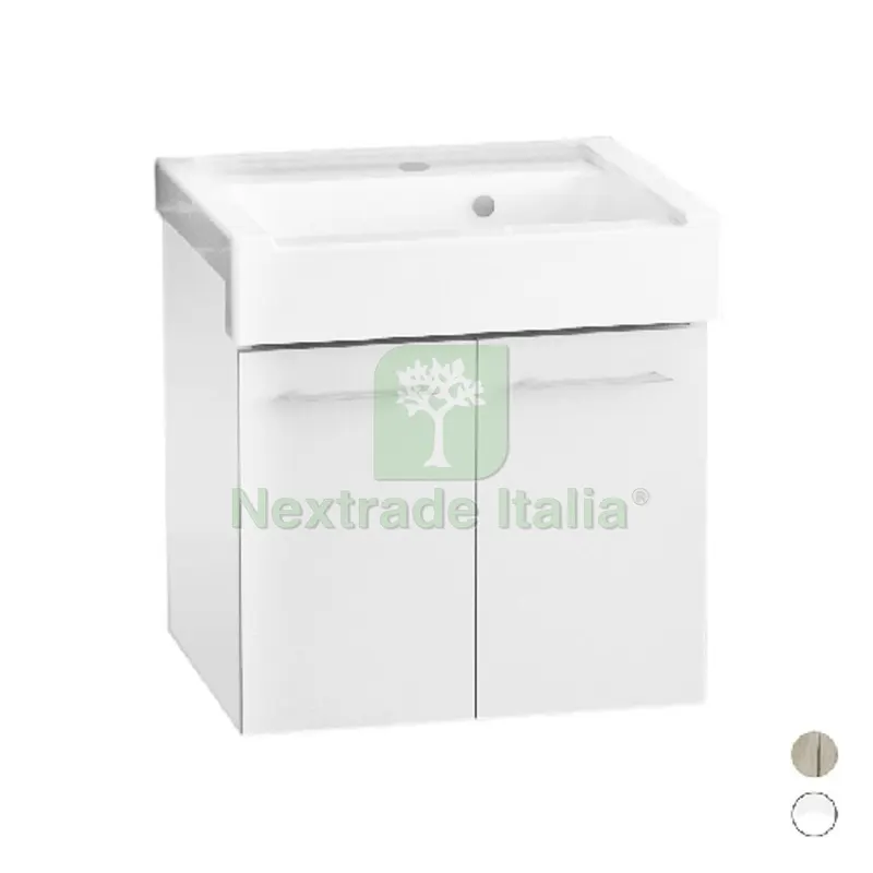 Mobile Lavatoio Sospeso con Lavabo in Ceramica 2 Ante Bianco Classico - LxP 60x50 cm — Sanitari e ceramiche — rif. FERX.DIA140-XMS02-BC6050 Mobile Lavatoio Sospeso con Lavabo in Ceramica 2 Ante Bianco Classico - LxP 60x50 cm — Sanitari e ceramiche — rif. FERX.DIA140-XMS02-BC6050