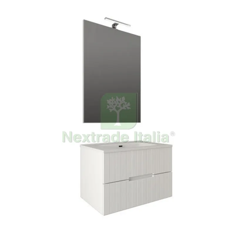 MOBILE BAGNO SOSPESO COMPLETO VANIA Bianco Opaco L. 74 cm — Accessori bagno — rif. FERX.DIA142-BHVN-BO074