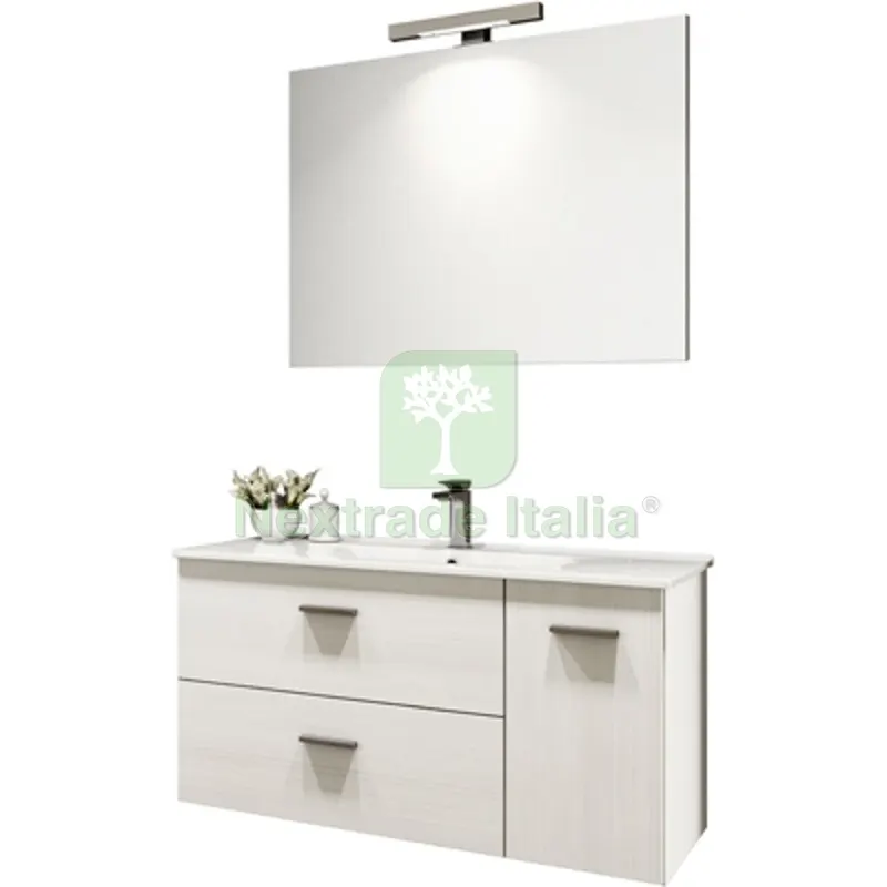 Mobile Bagno Sospeso "betty" con Lavabo e Specchio CM. 90 Larice Bianco — Accessori bagno — rif. FERX.DIA142-PB20090-LB Mobile Bagno Sospeso "betty" con Lavabo e Specchio CM. 90 Larice Bianco — Accessori bagno — rif. FERX.DIA142-PB20090-LB