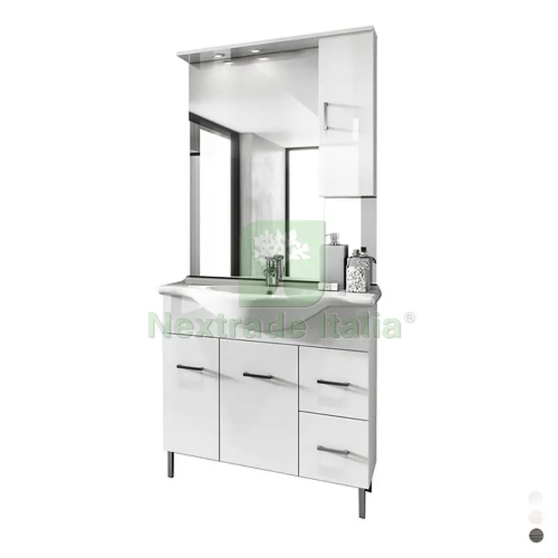 MOBILE BAGNO VENICE CM 85 CON LAVABO E SPECCHIO Bianco Lucido — Accessori bagno — rif. FERX.DIA142-PV20085-BL MOBILE BAGNO VENICE CM 85 CON LAVABO E SPECCHIO Bianco Lucido — Accessori bagno — rif. FERX.DIA142-PV20085-BL