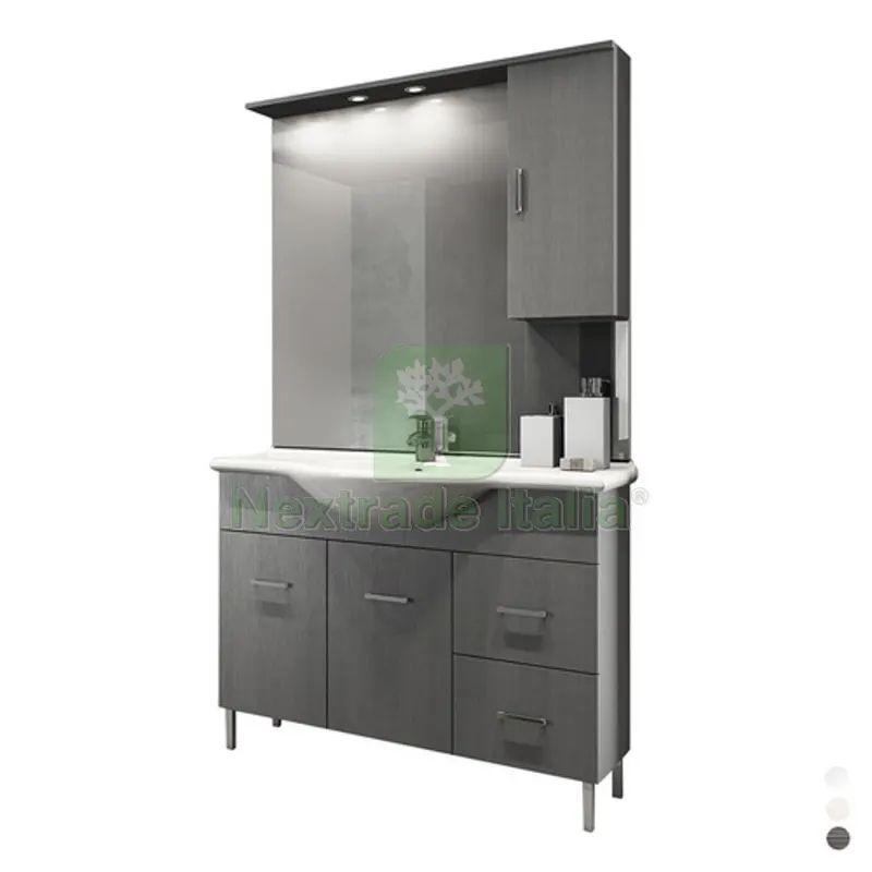 MOBILE BAGNO VENICE CM 105 CON LAVABO E SPECCHIO Larice Bianco — Accessori bagno — rif. FERX.DIA142-PV20105-LB