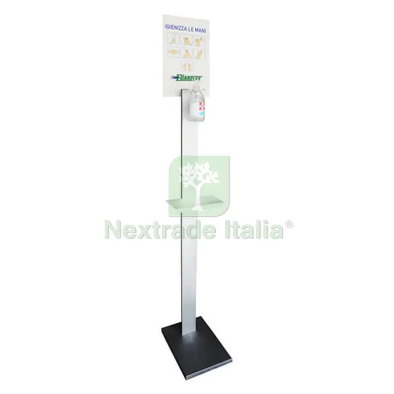 Colonnina Porta GEL Igienizzante con Mensola per Guanti in Alluminio HxLxP cm 160x24x35 — Arredo — rif. FERX.DIA150-P2021 Colonnina Porta GEL Igienizzante con Mensola per Guanti in Alluminio HxLxP cm 160x24x35 — Arredo — rif. FERX.DIA150-P2021